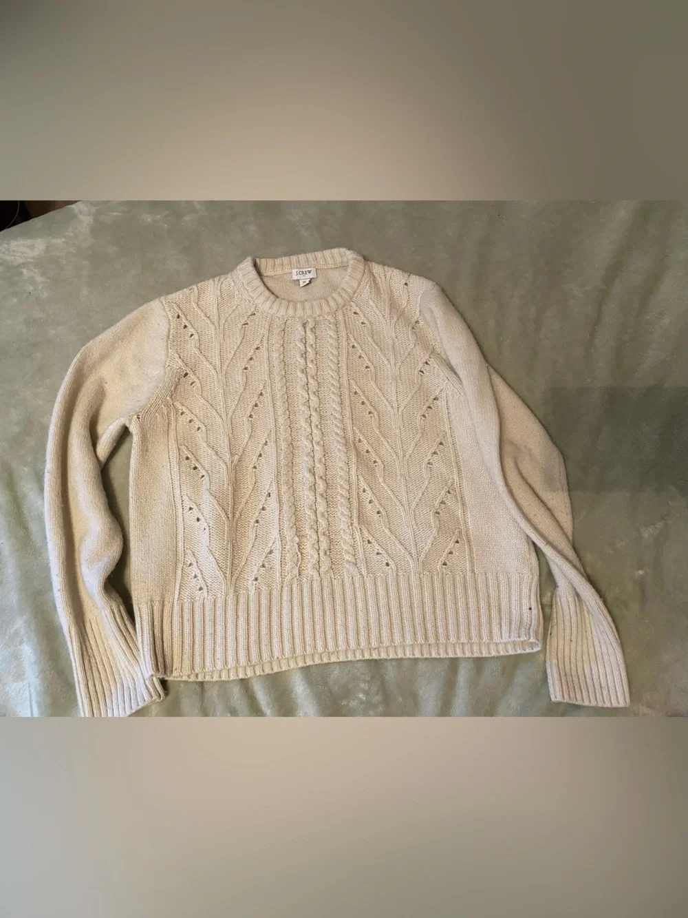 J. Crew Cream Cable Crewneck Sweater